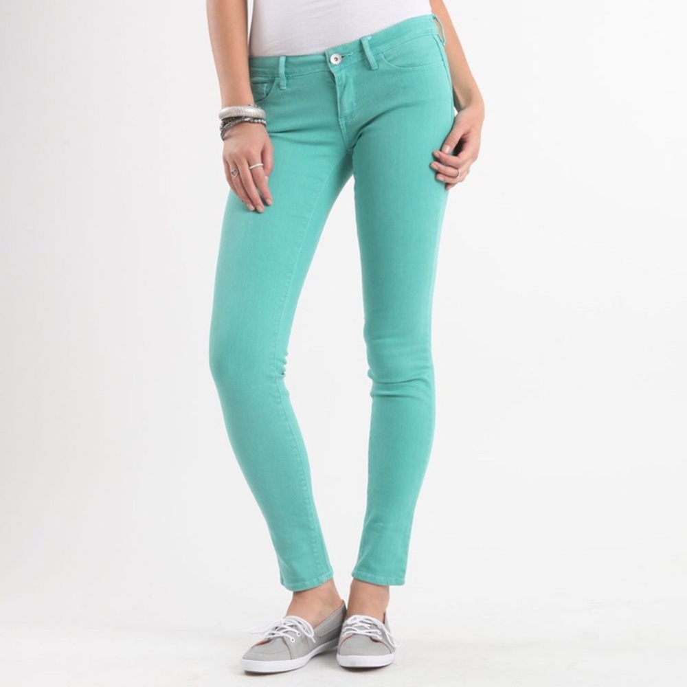 Bullhead Black Turquoise Skinny Jeans